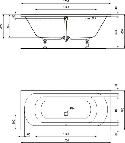 Cada rectangulara Ideal Standard Hotline Duo